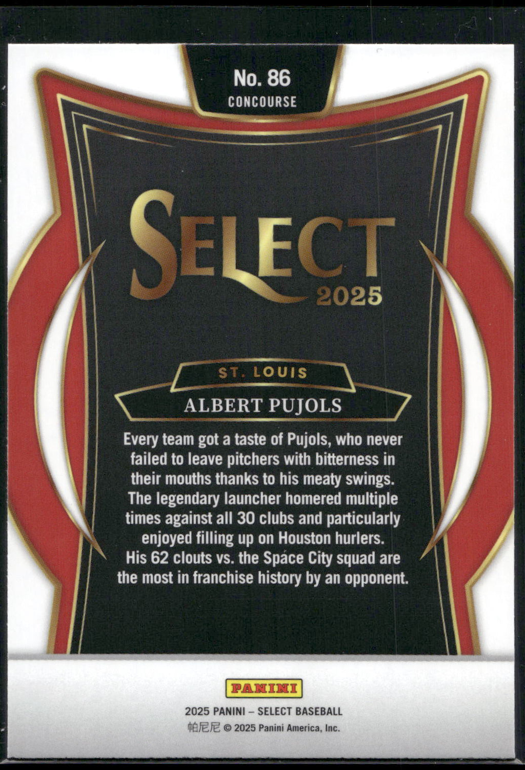 2025 Panini Select #86 Albert Pujols