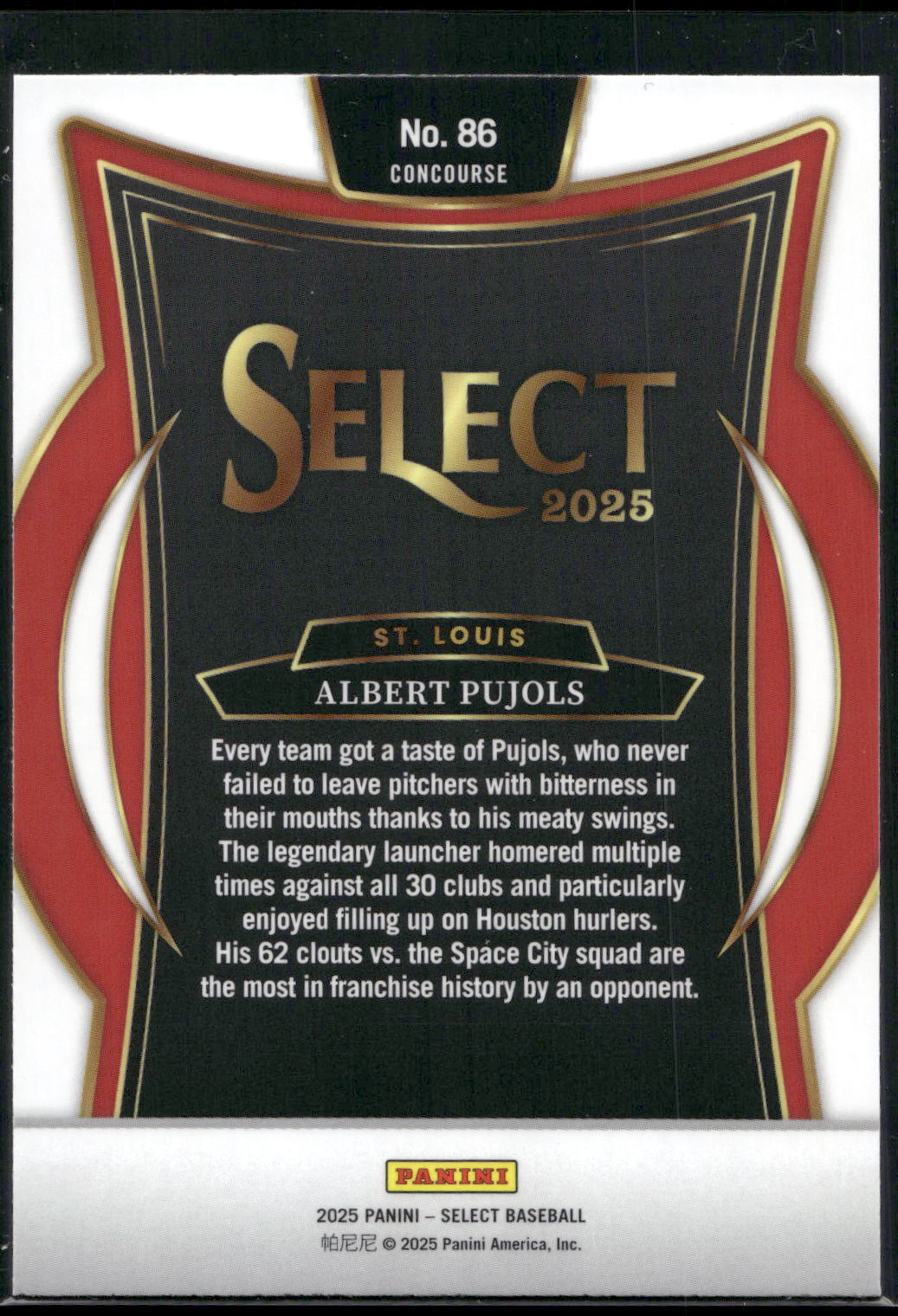 2025 Panini Select #86 Albert Pujols