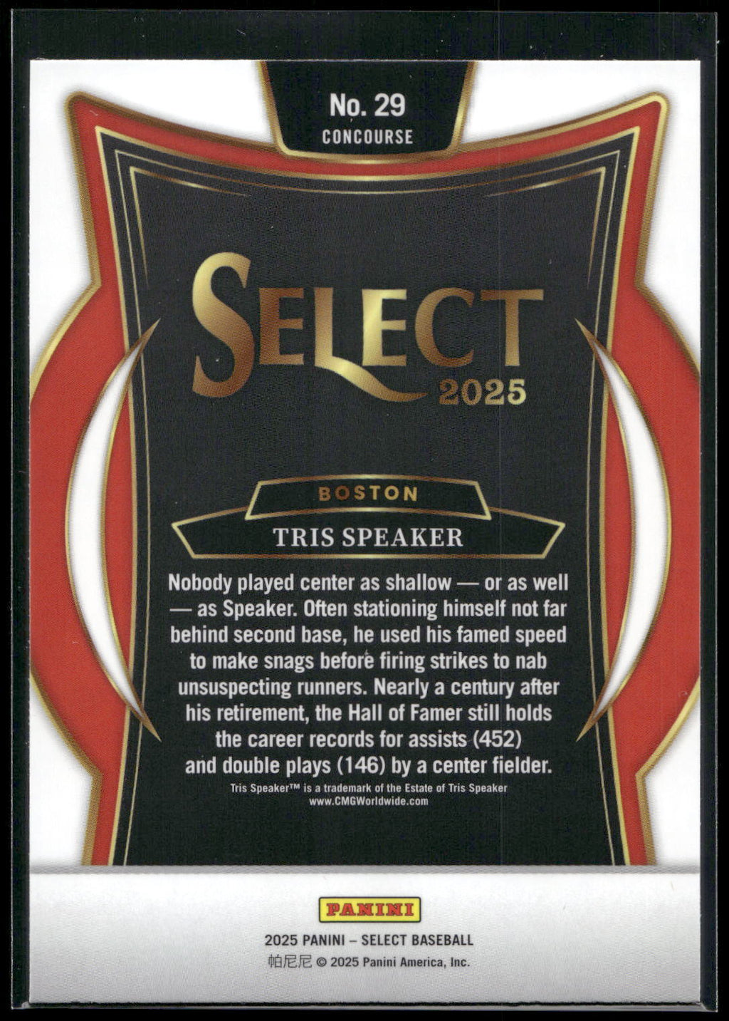 2025 Panini Select #29 Tris Speaker