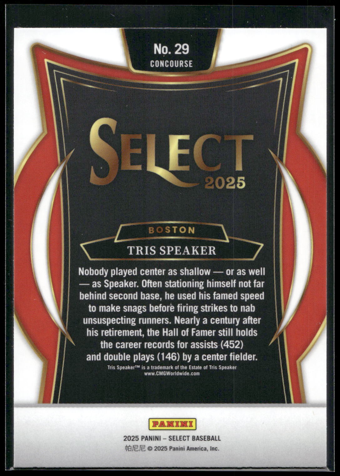 2025 Panini Select #29 Tris Speaker