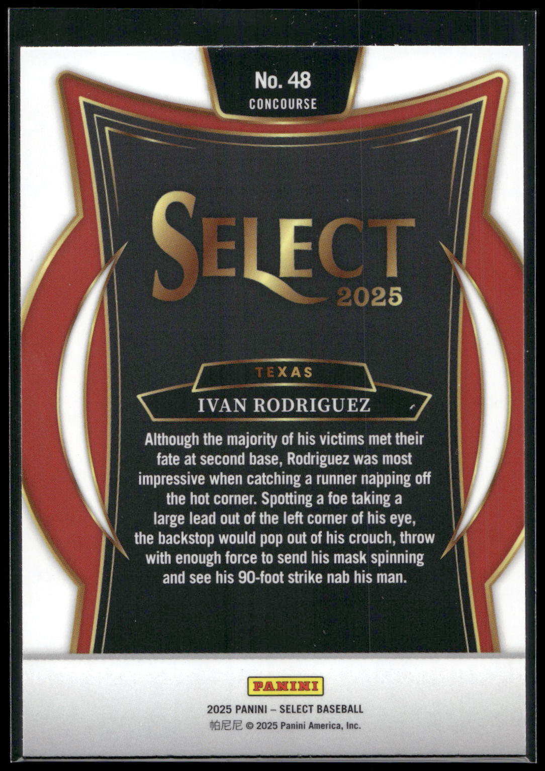 2025 Panini Select #48 Ivan Rodriguez