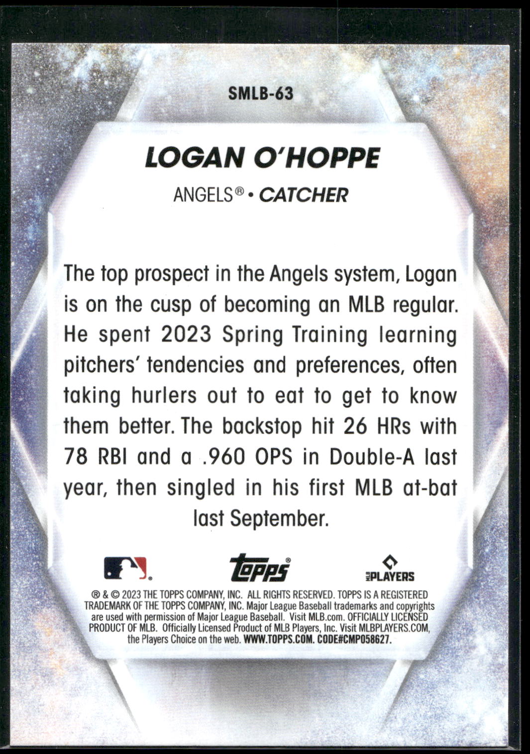 2023 Topps Update #SMLB-63 Logan O'Hoppe Stars of MLB