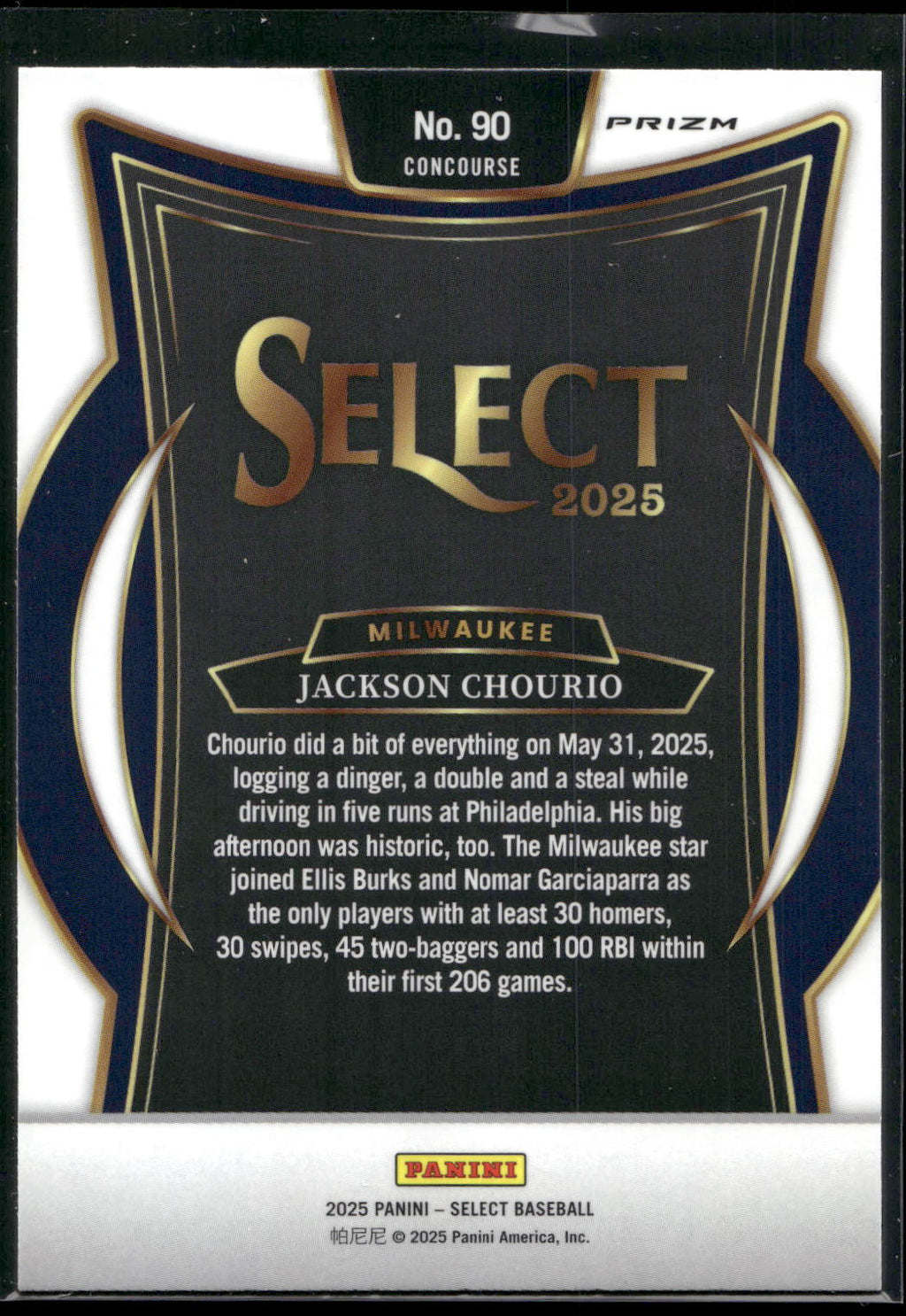 2025 Panini Select #90 Jackson Chourio Orange Flash Prizms