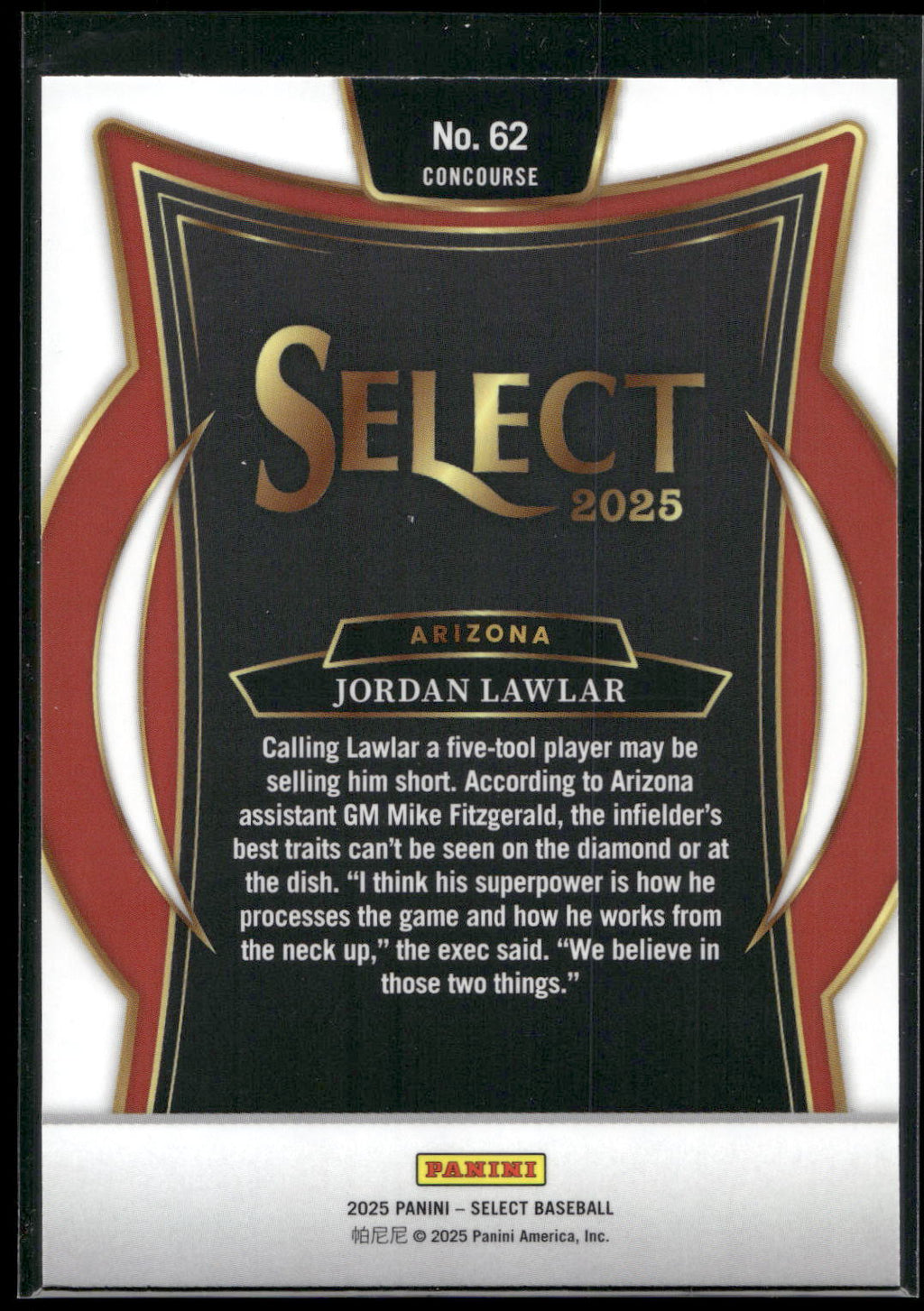 2025 Panini Select #62 Jordan Lawlar