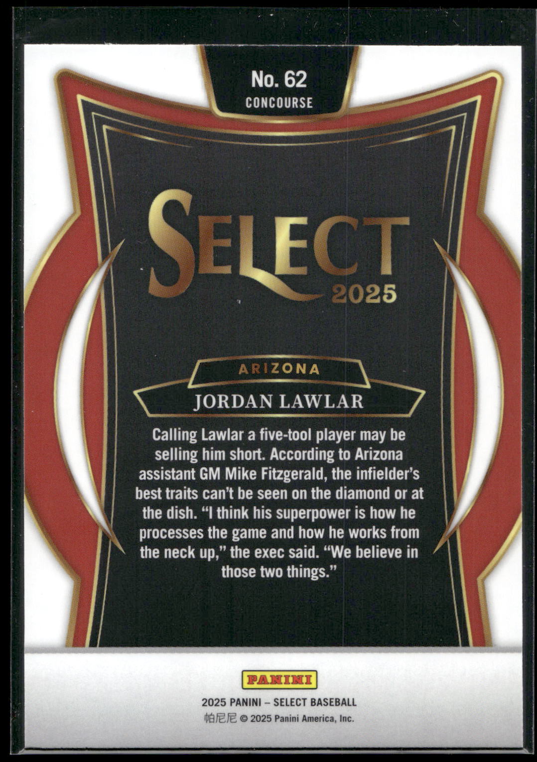 2025 Panini Select #62 Jordan Lawlar