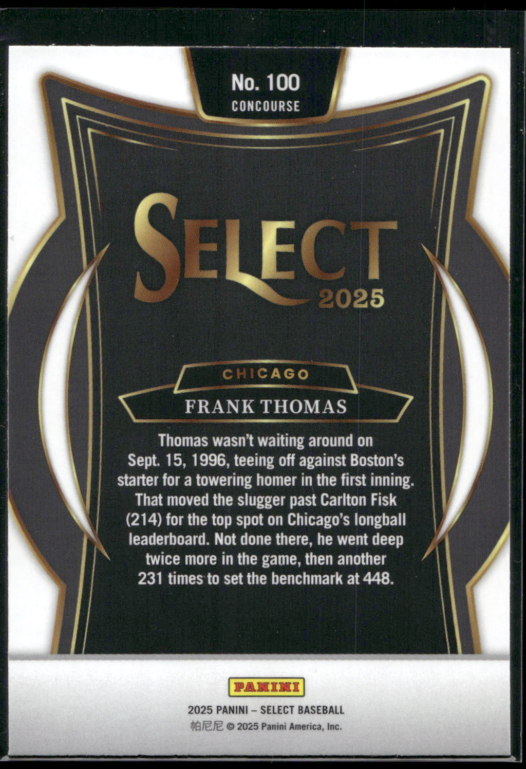 2025 Panini Select #100 Frank Thomas