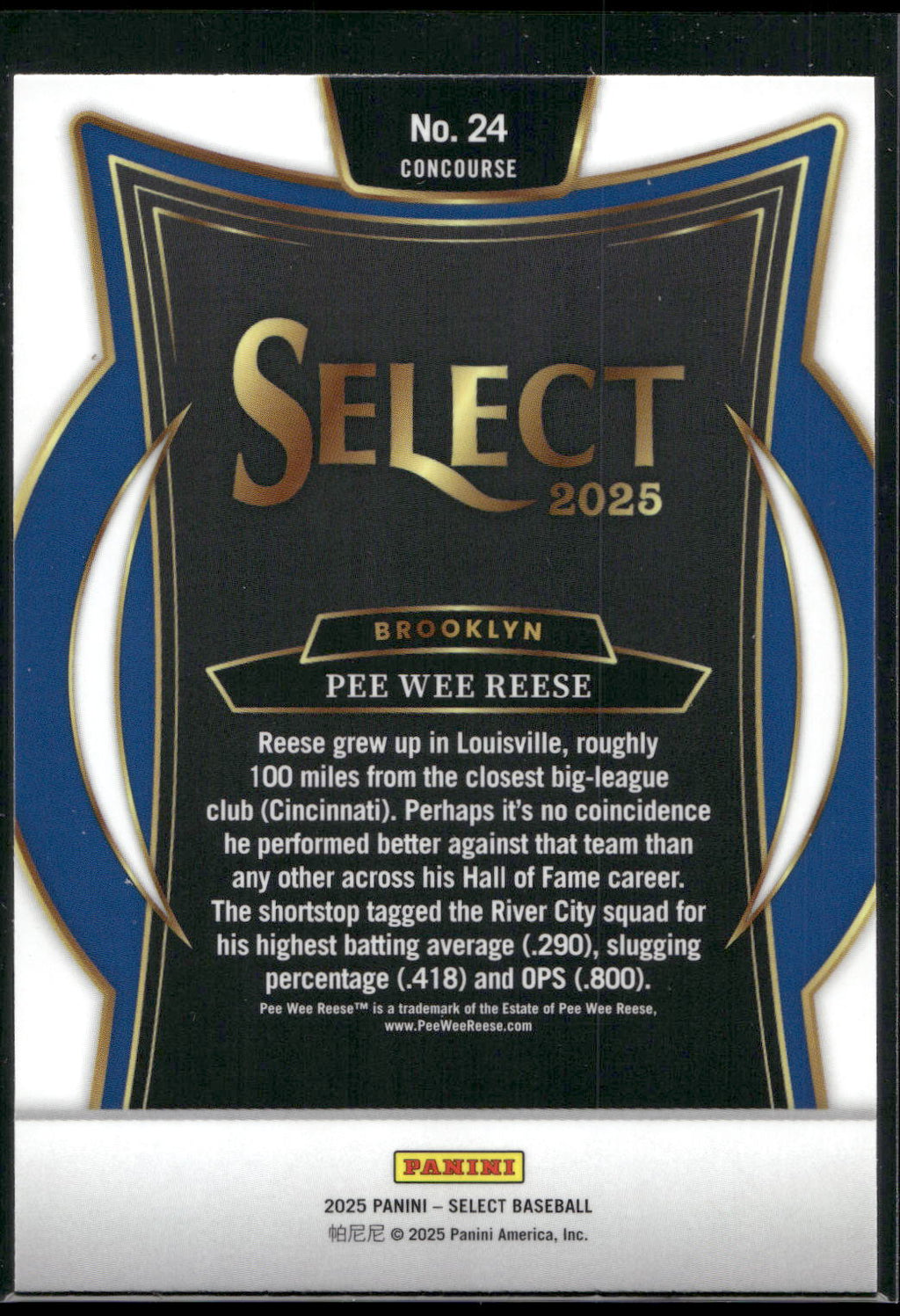 2025 Panini Select #24 Pee Wee Reese