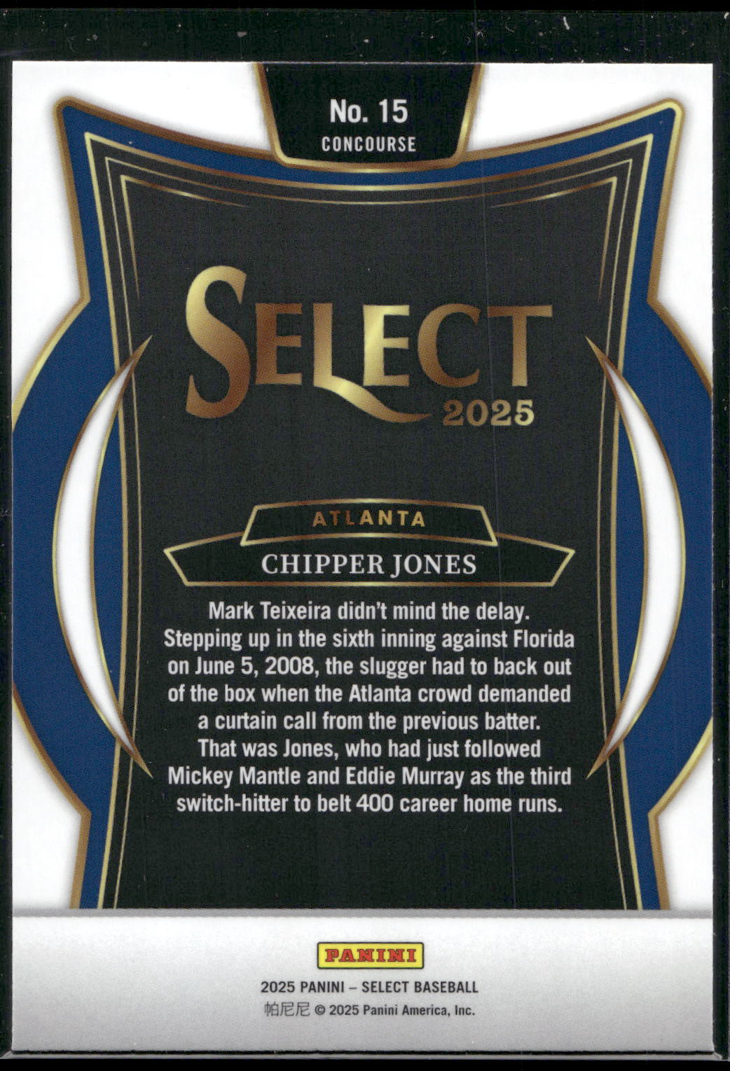 2025 Panini Select #15 Chipper Jones