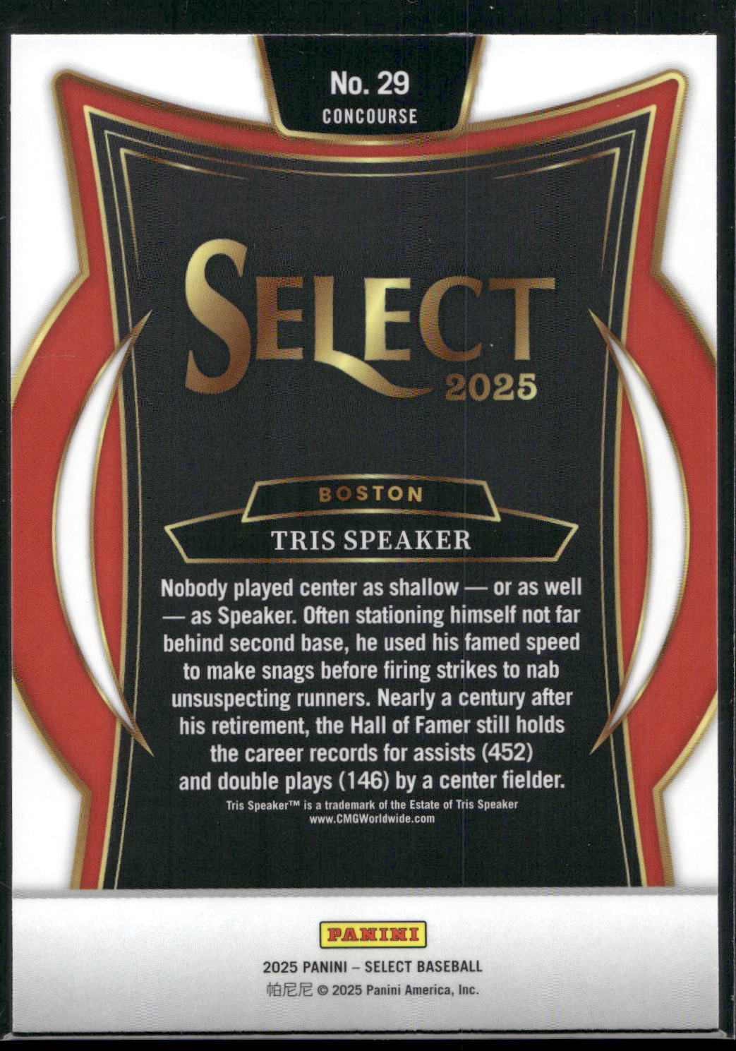 2025 Panini Select #29 Tris Speaker