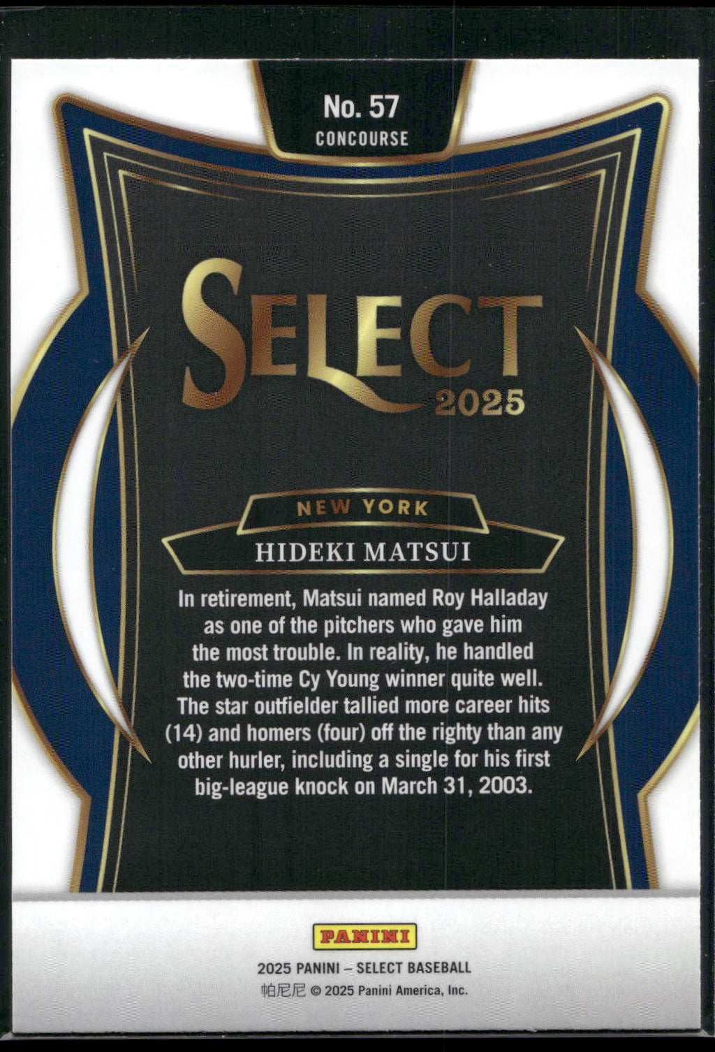 2025 Panini Select #57 Hideki Matsui