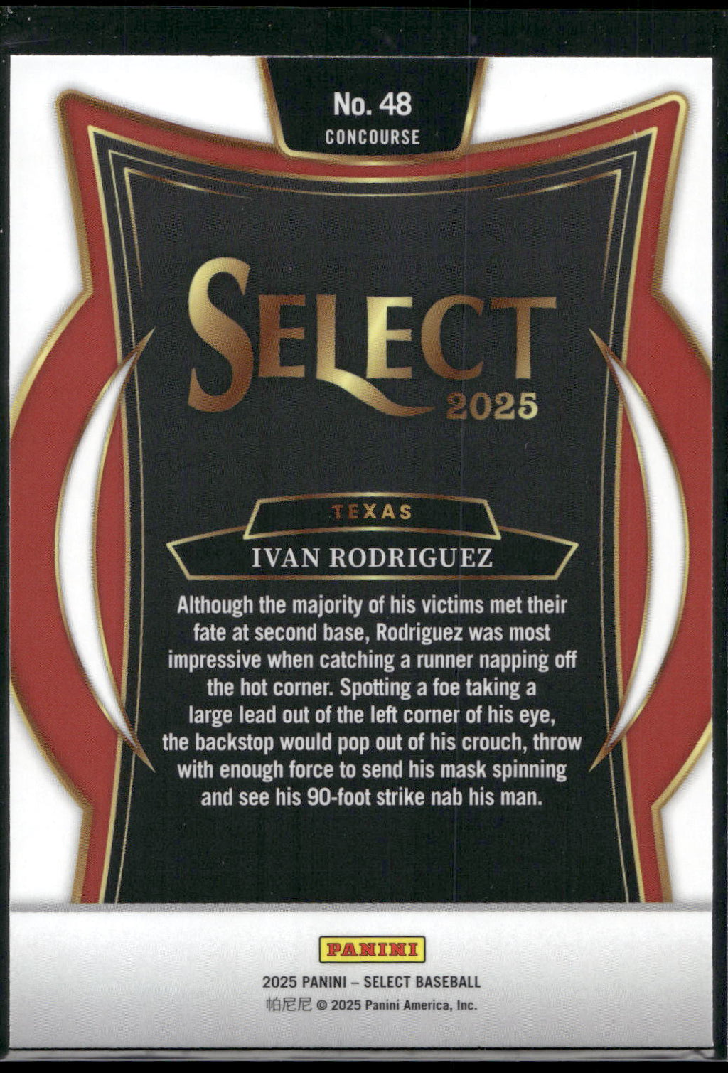 2025 Panini Select #48 Ivan Rodriguez