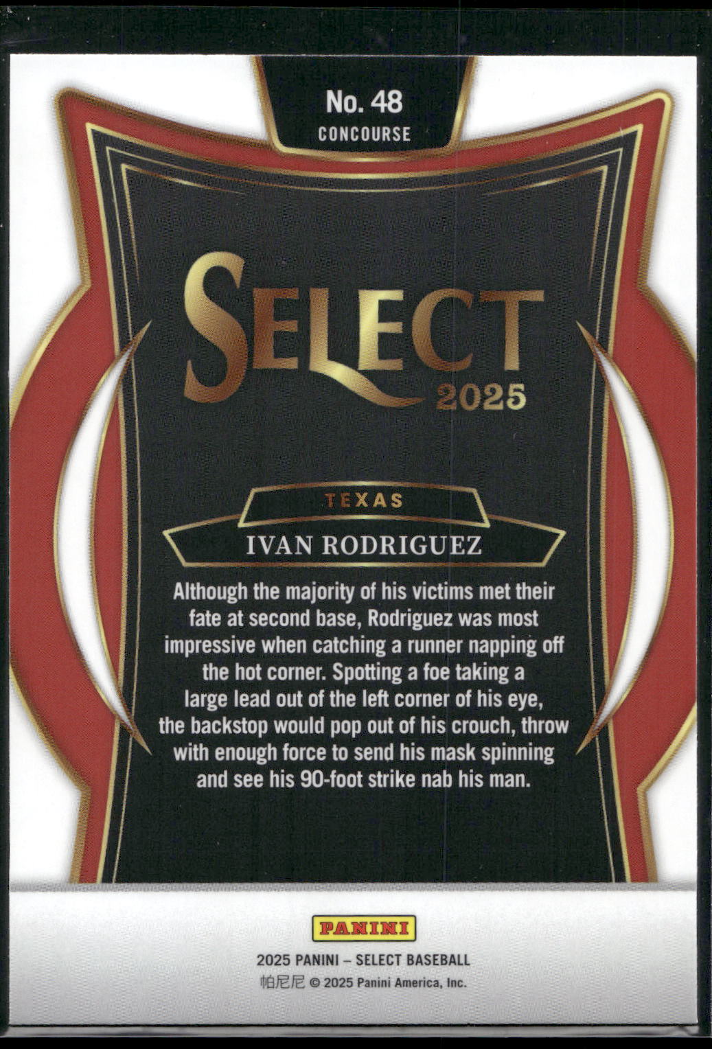 2025 Panini Select #48 Ivan Rodriguez