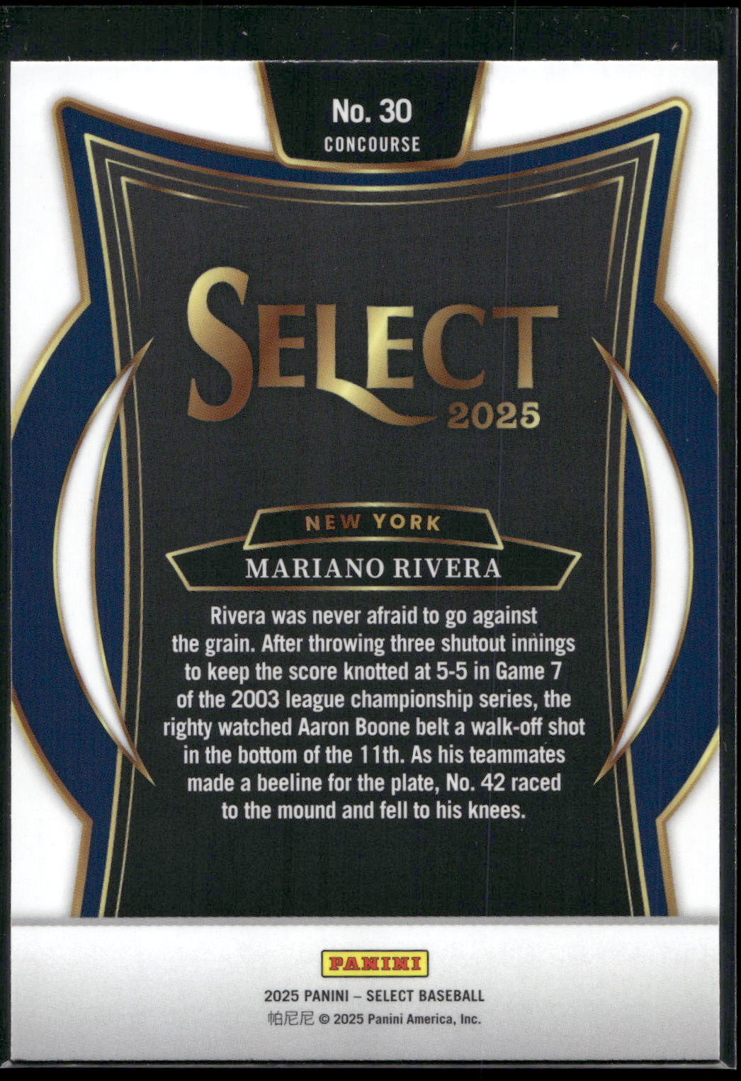 2025 Panini Select #30 Mariano Rivera