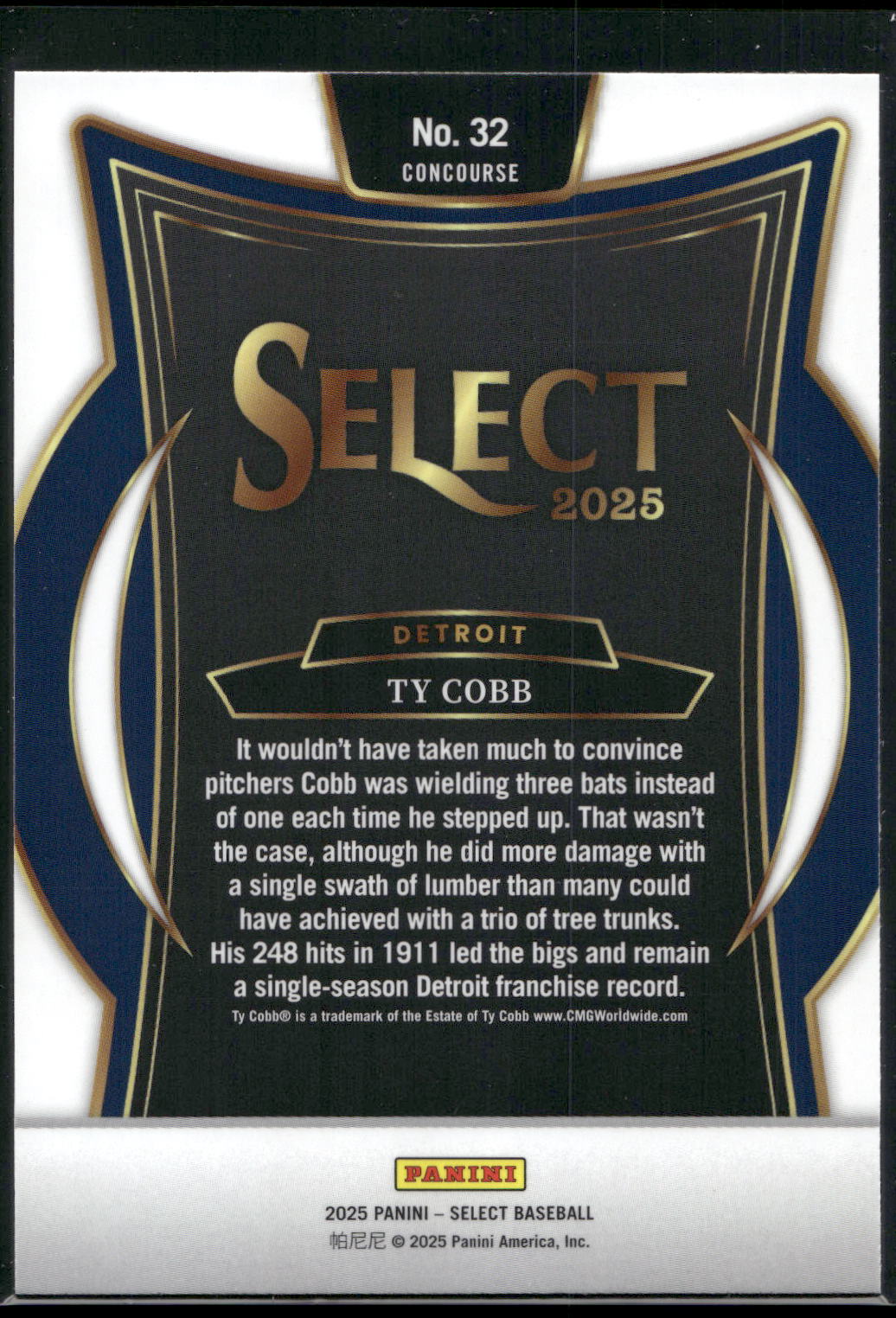 2025 Panini Select #32 Ty Cobb