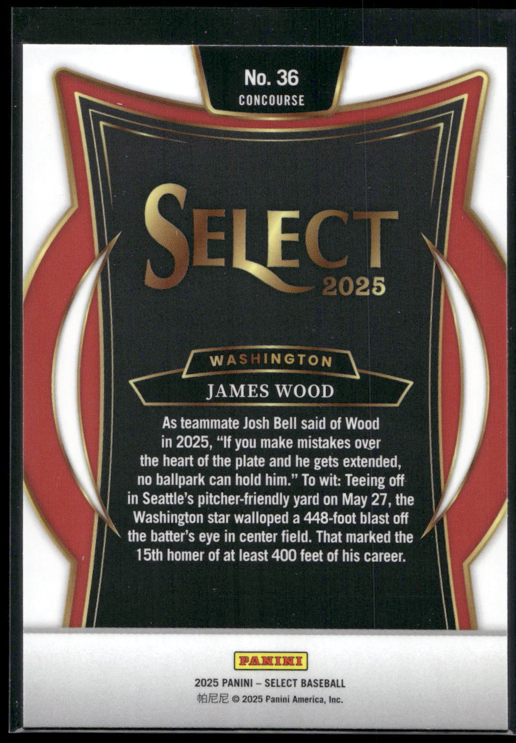 2025 Panini Select #36 James Wood
