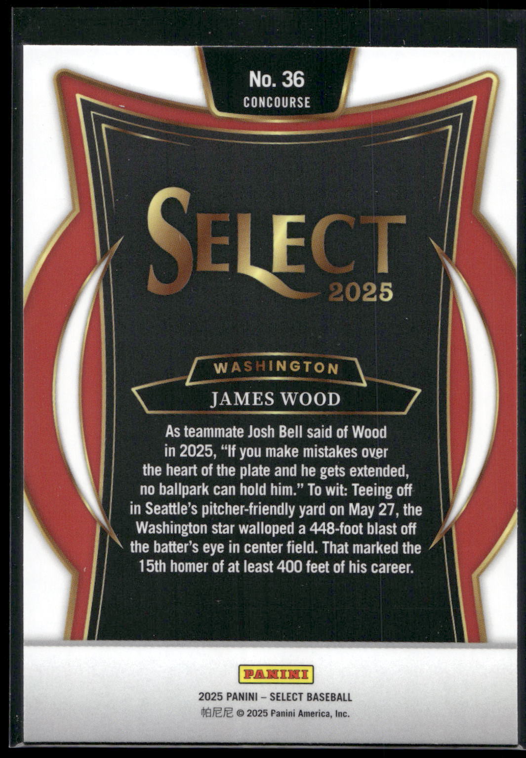 2025 Panini Select #36 James Wood