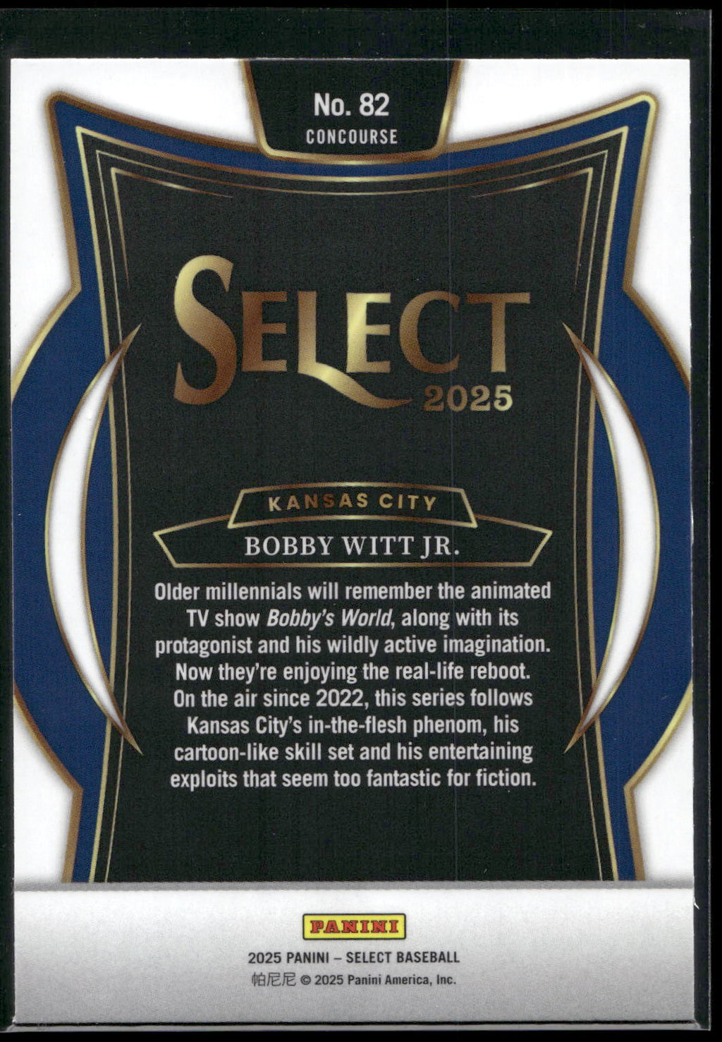 2025 Panini Select #82 Bobby Witt Jr.