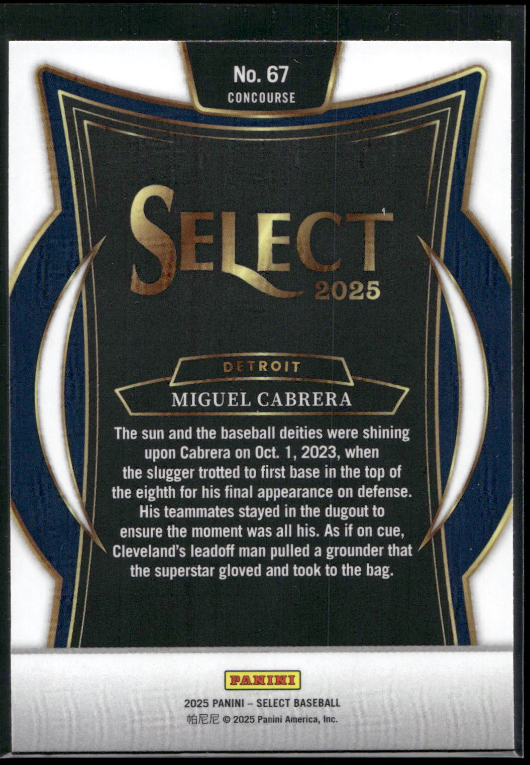 2025 Panini Select #67 Miguel Cabrera