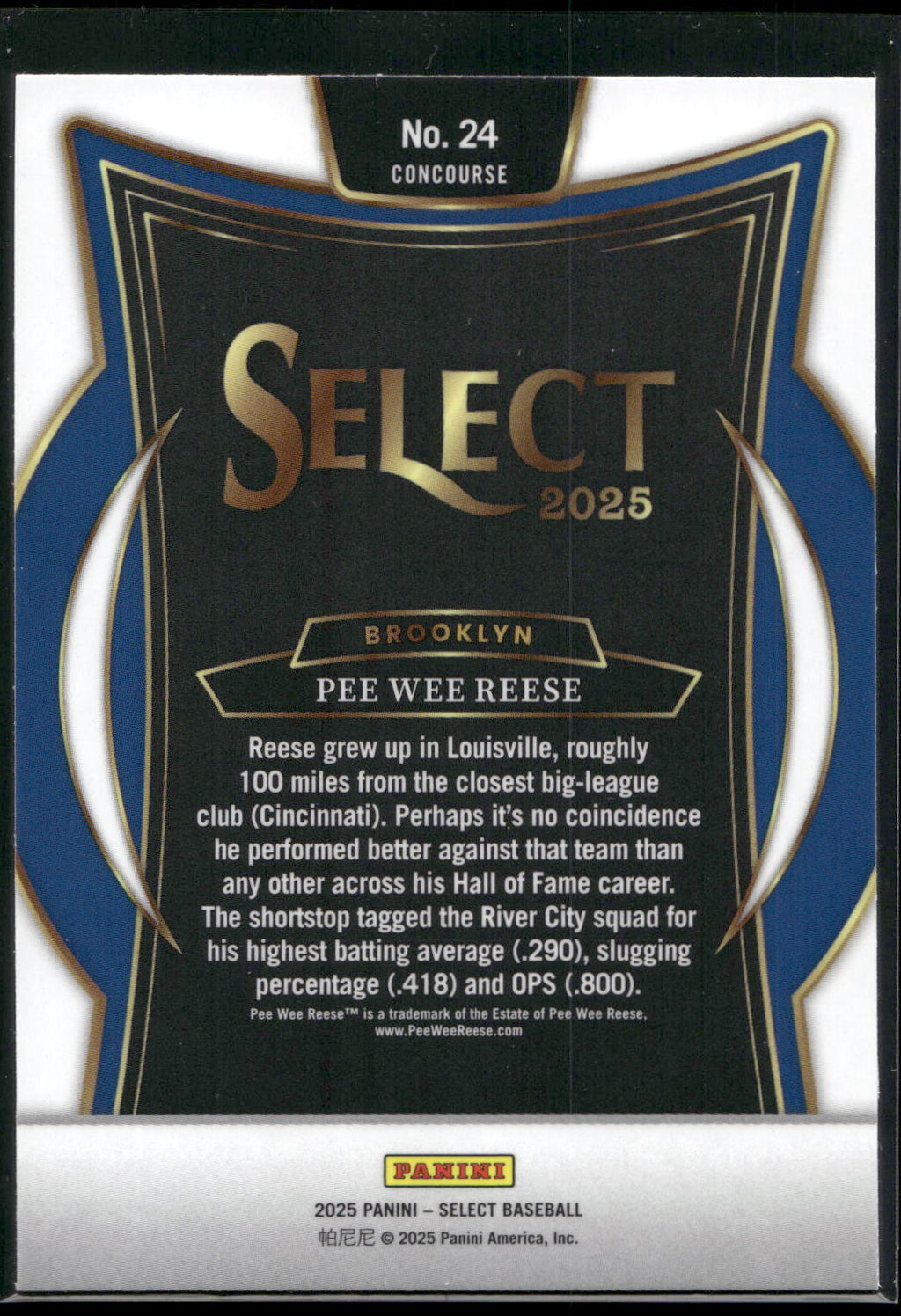 2025 Panini Select #24 Pee Wee Reese