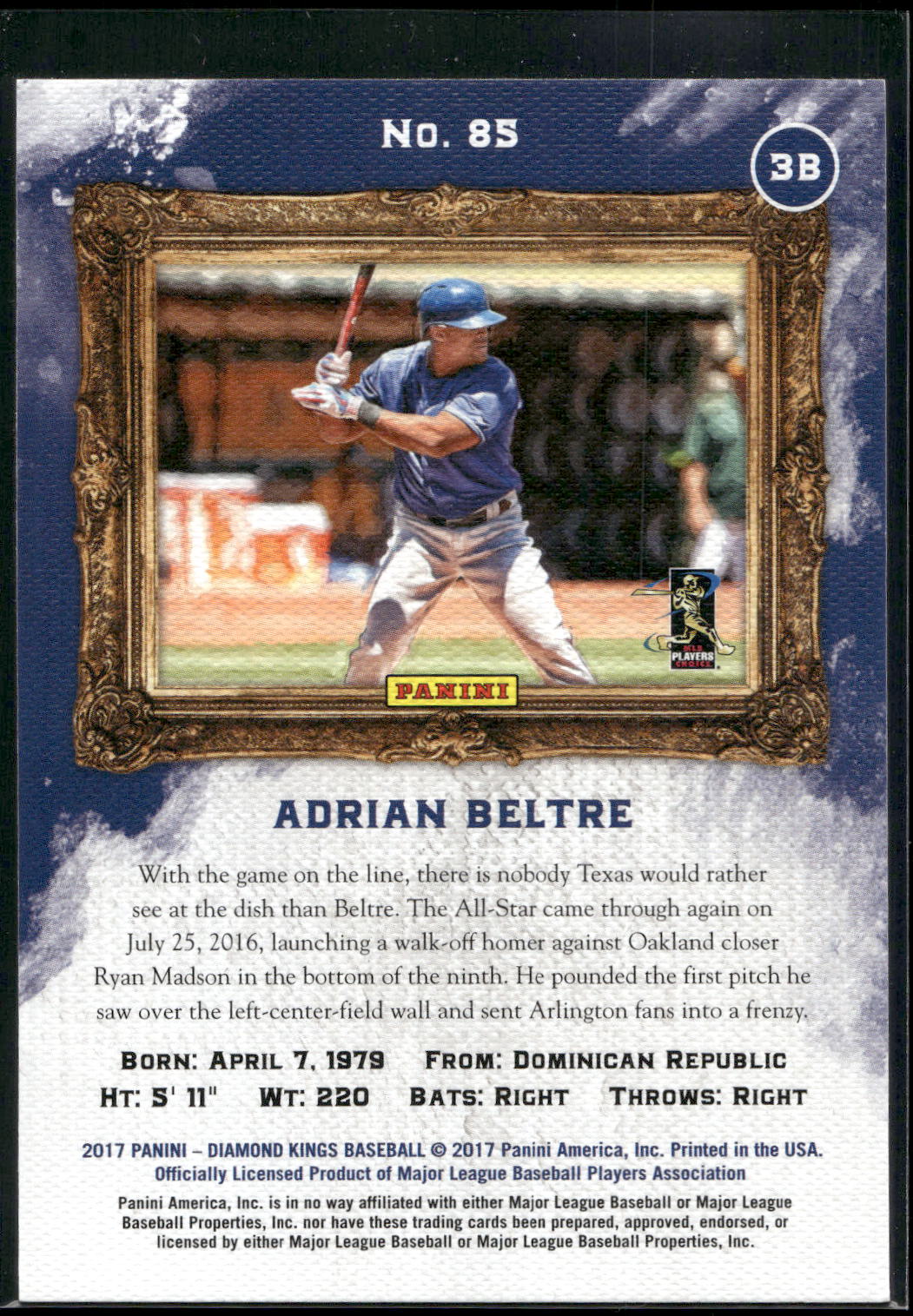 2017 Panini Diamond Kings #85 Adrian Beltre