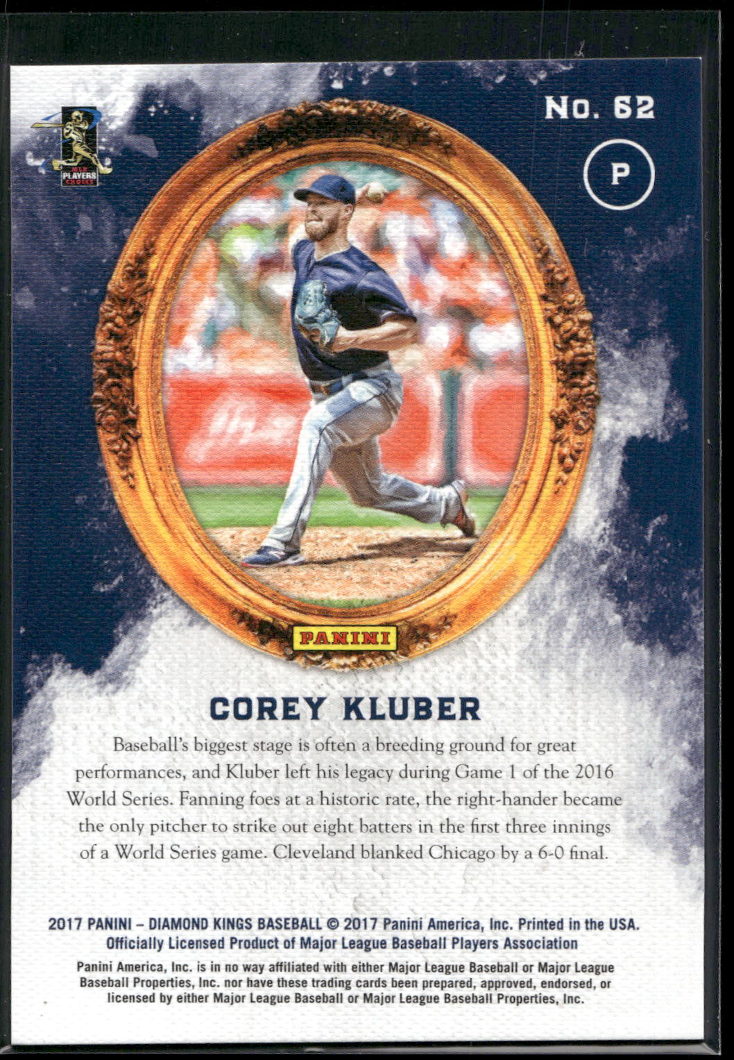 2017 Panini Diamond Kings #62b Corey Kluber Framed Green