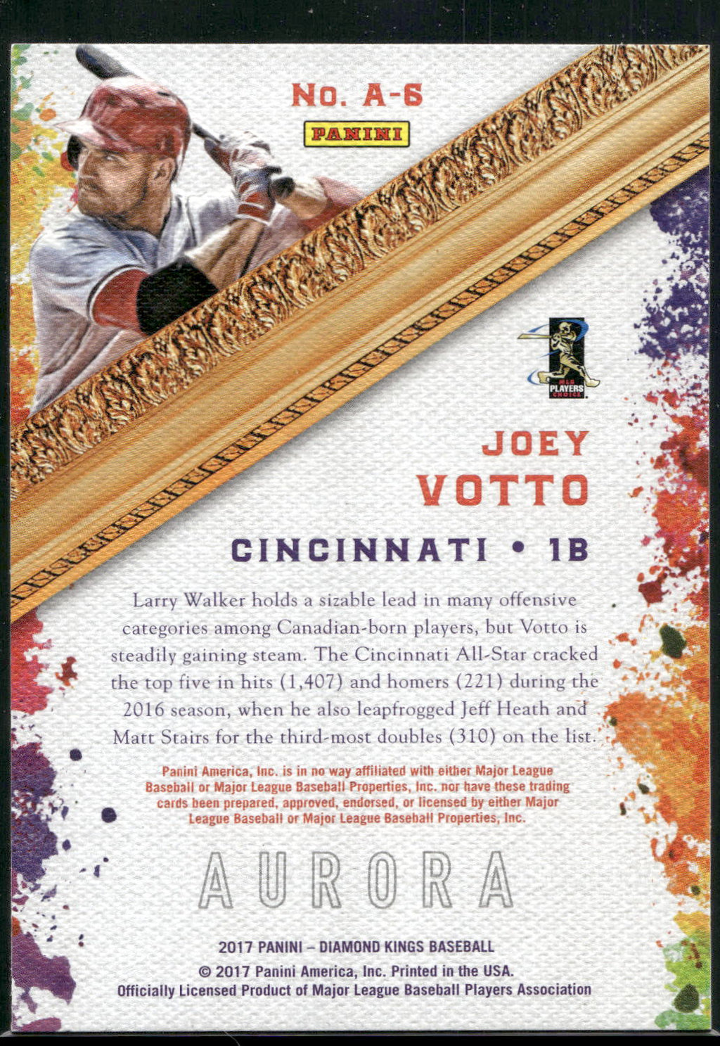 2017 Panini Diamond Kings #A-6 Joey Votto Aurora