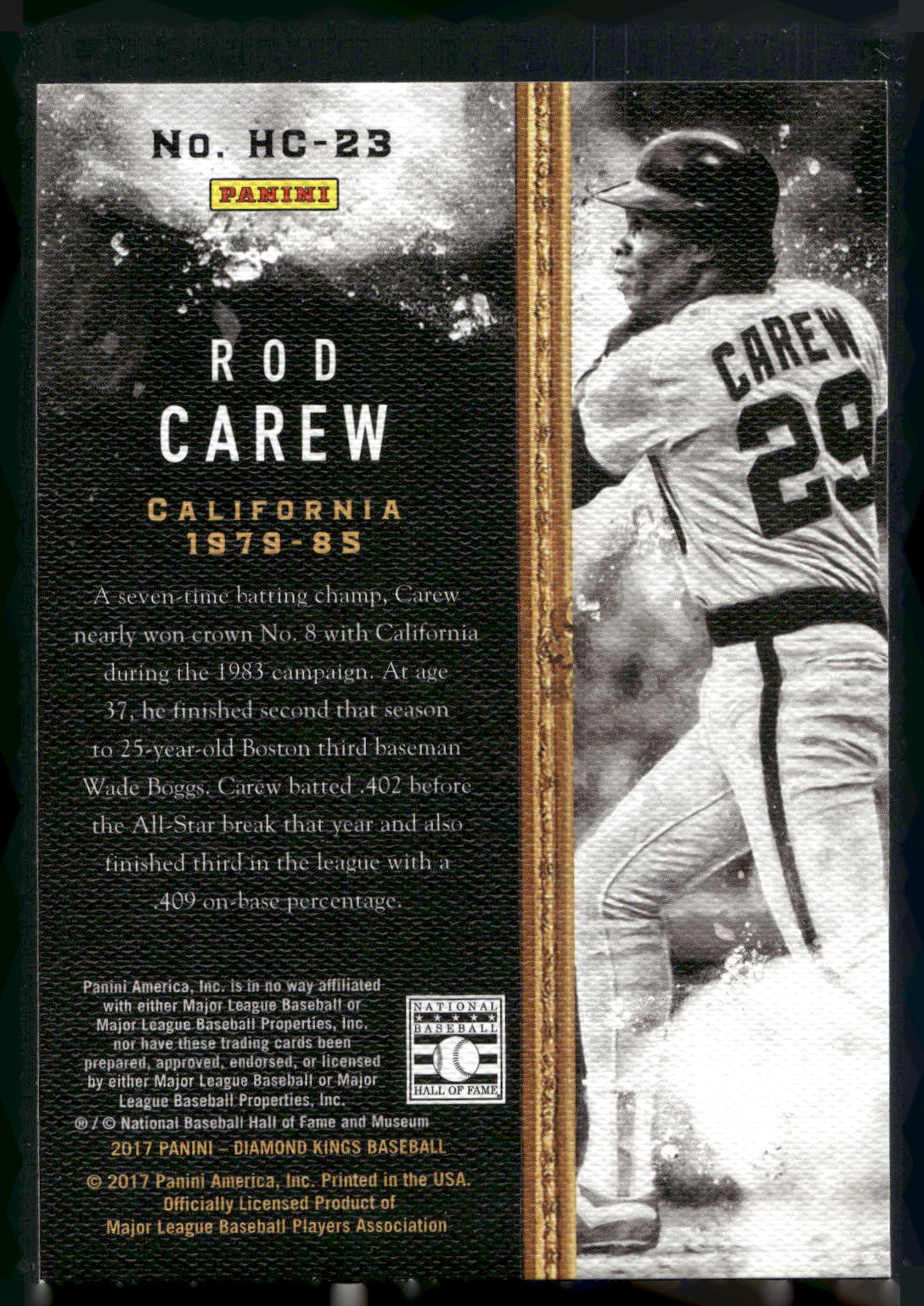 2017 Panini Diamond Kings #HC-23 Rod Carew Heritage Collection
