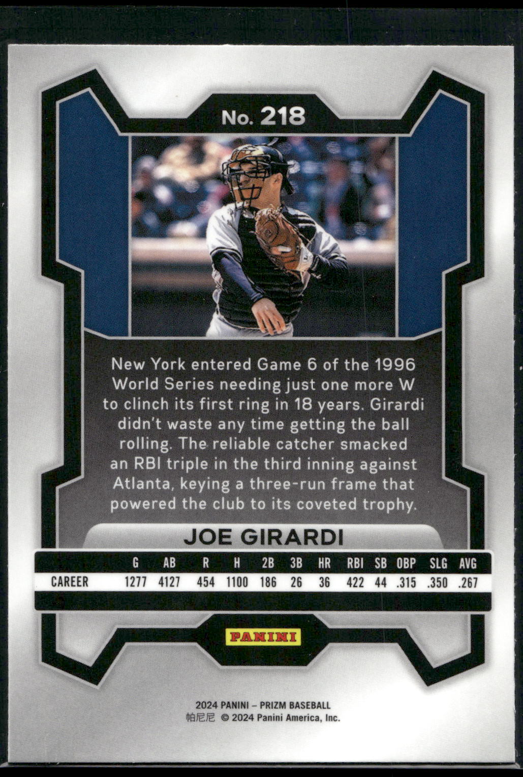 2024 Panini Prizm #218 Joe Girardi
