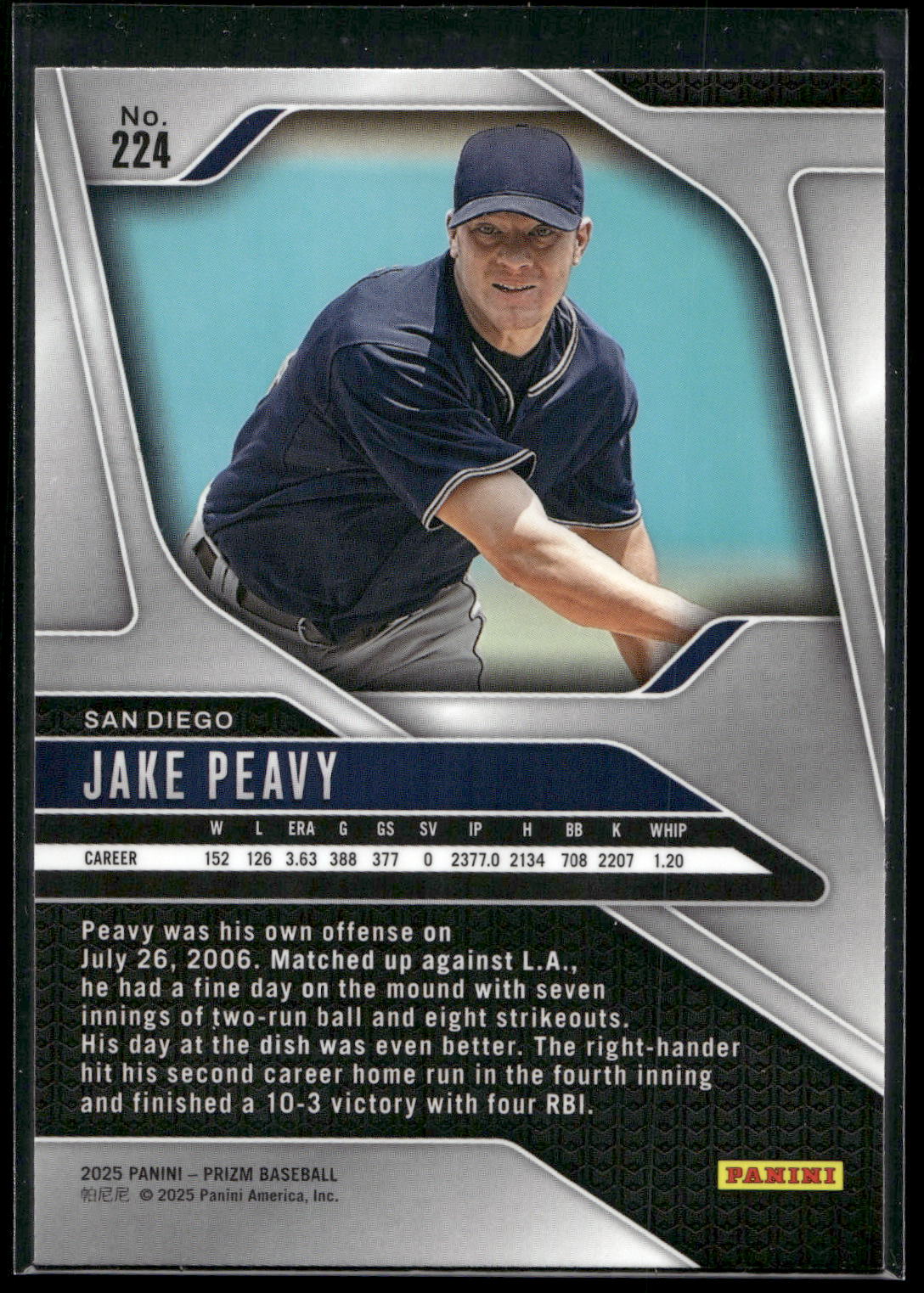 2025 Panini Prizm #224 Jake Peavy