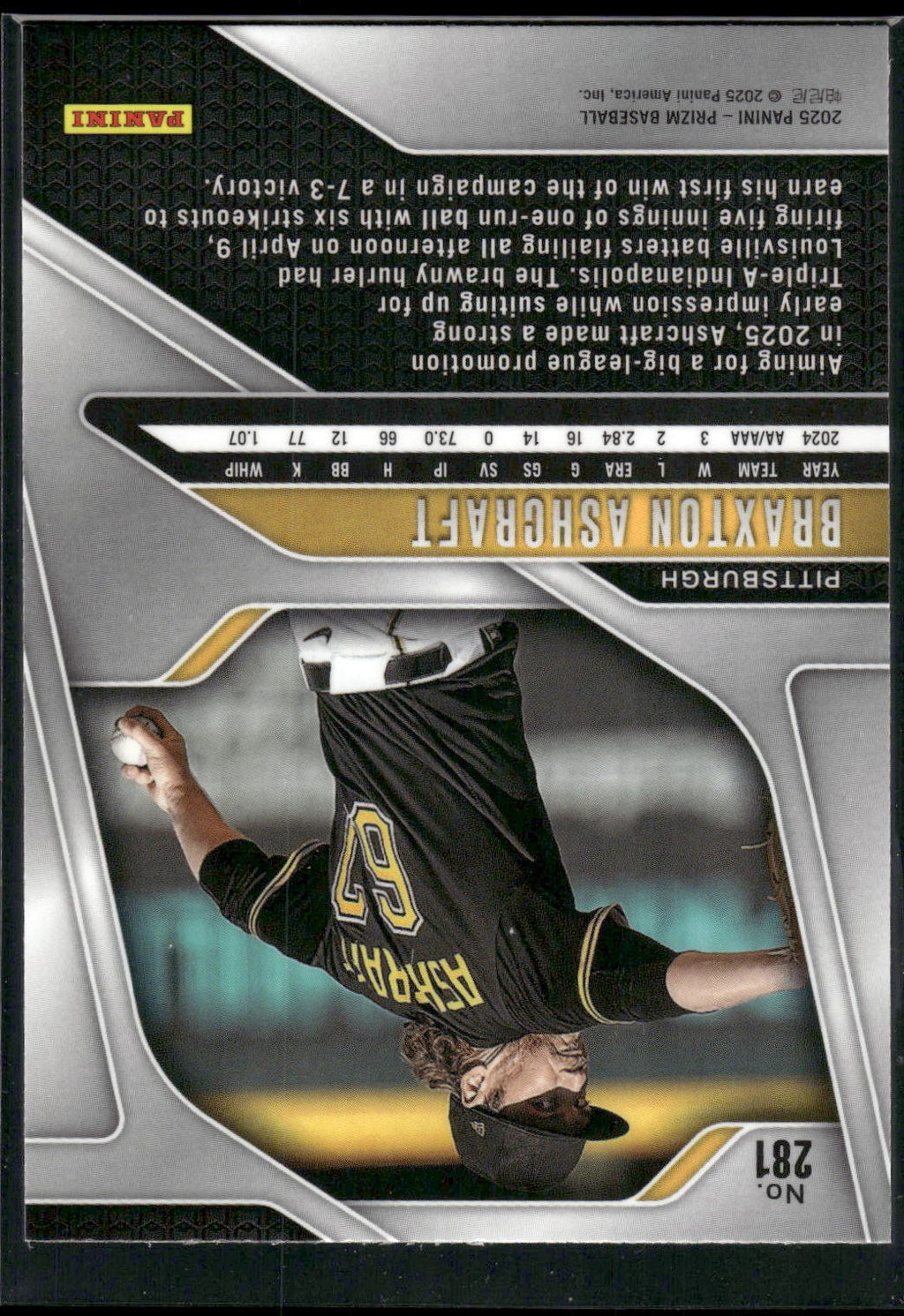 2025 Panini Prizm #281 Braxton Ashcraft