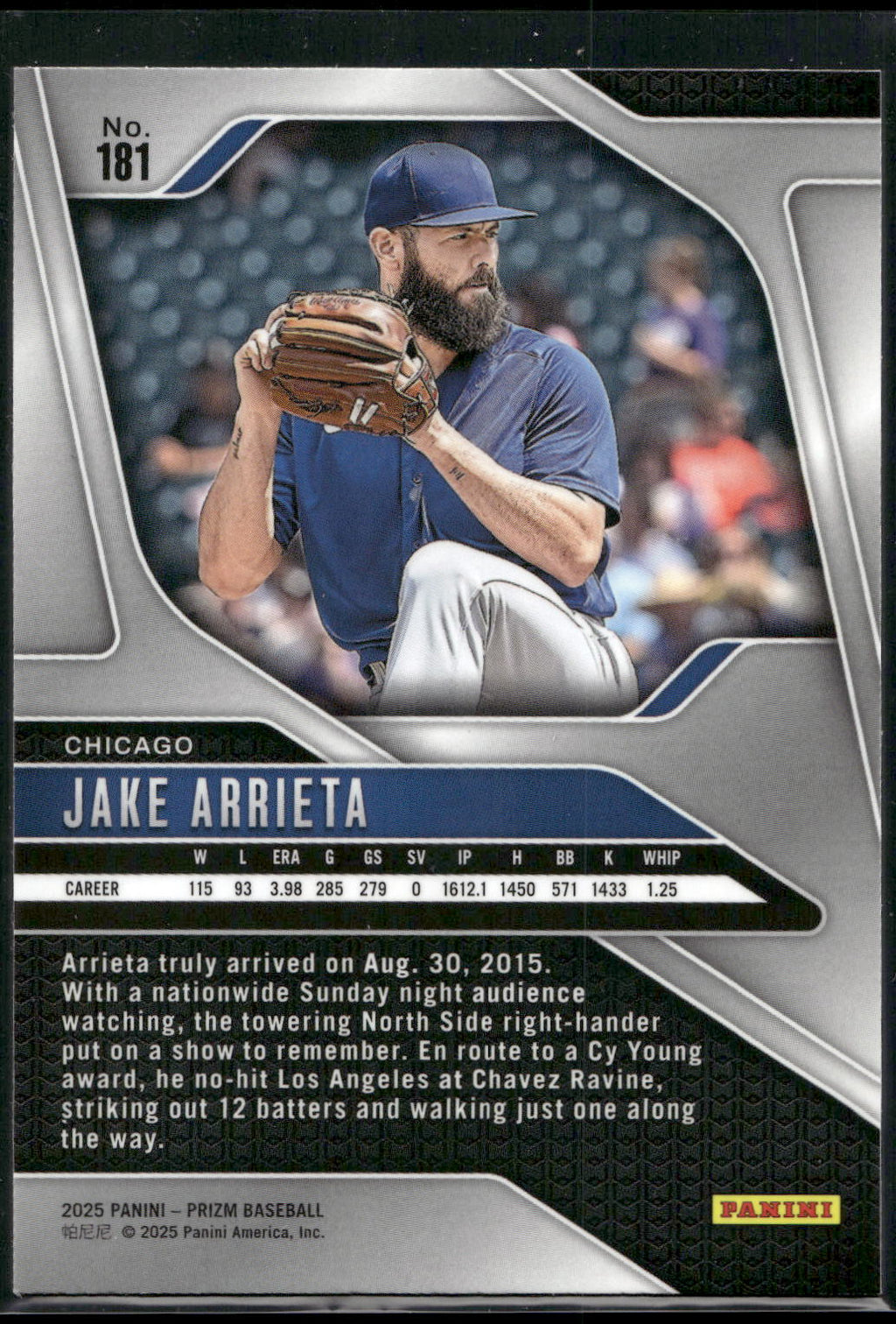 2025 Panini Prizm #181 Jake Arrieta