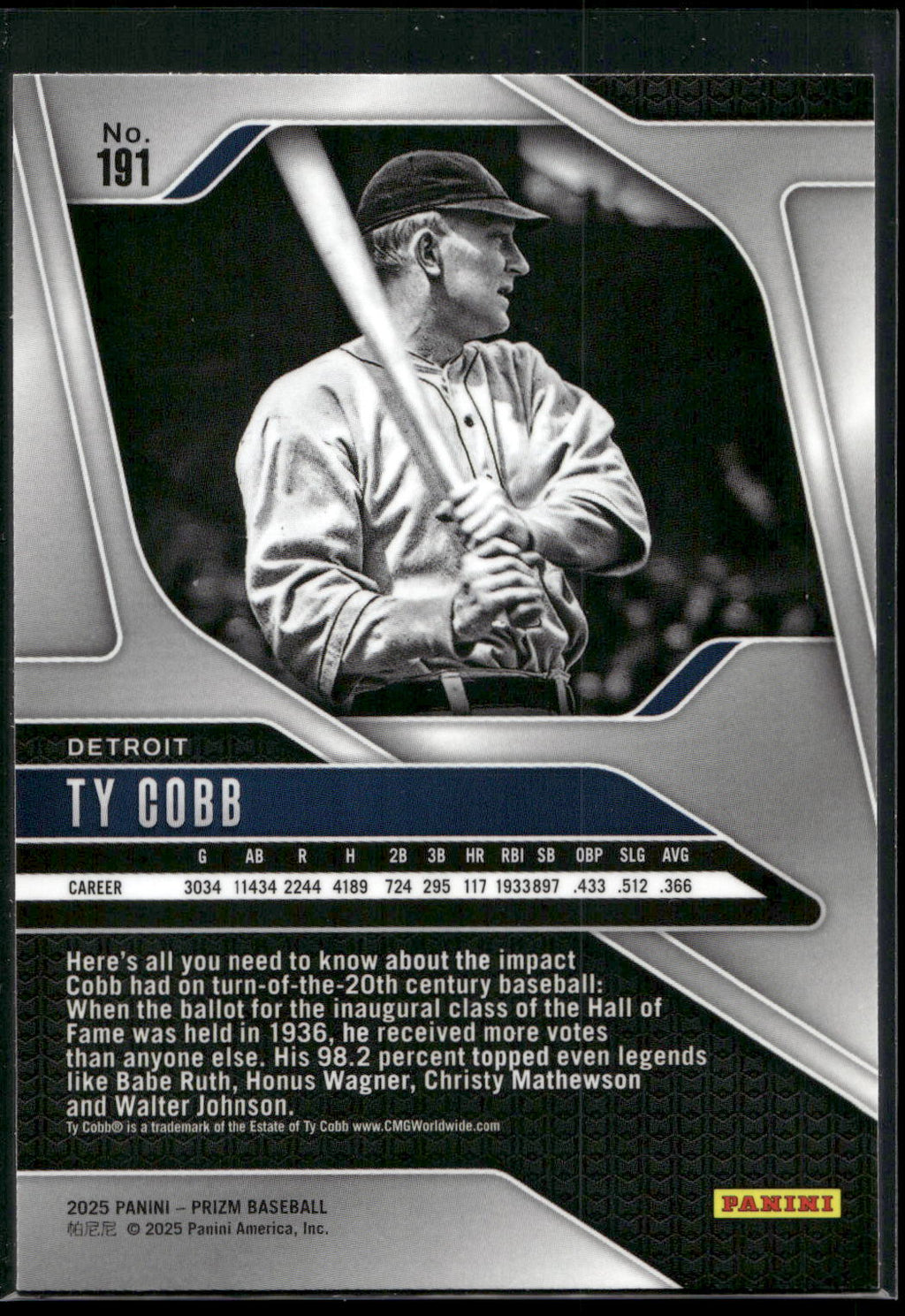 2025 Panini Prizm #191 Ty Cobb