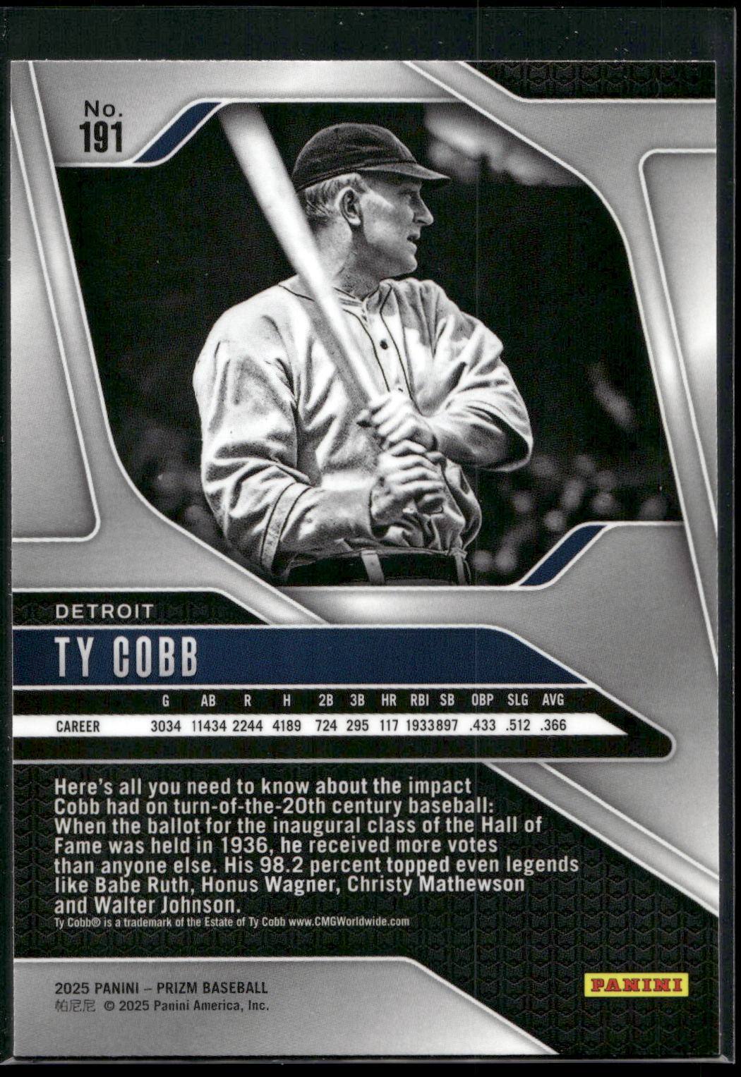 2025 Panini Prizm #191 Ty Cobb