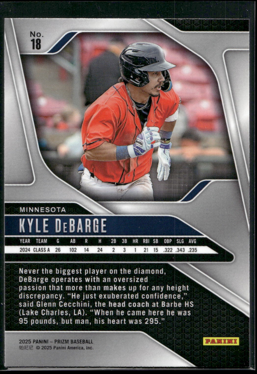 2025 Panini Prizm #18 Kyle DeBarge