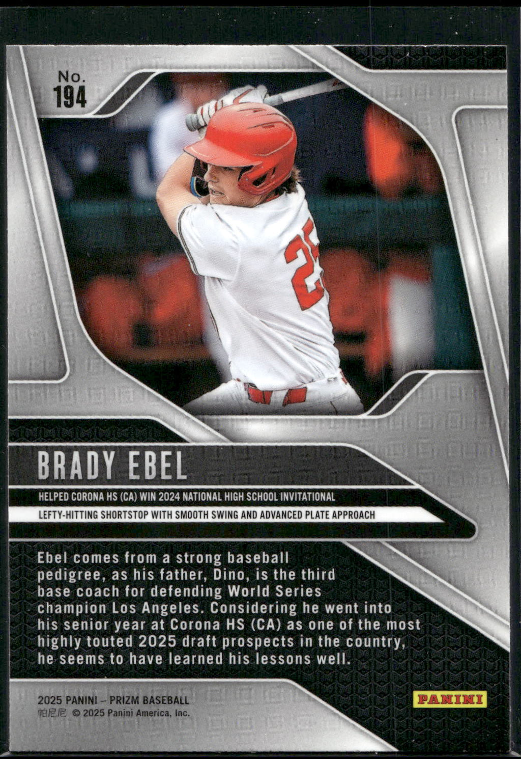 2025 Panini Prizm #194 Brady Ebel