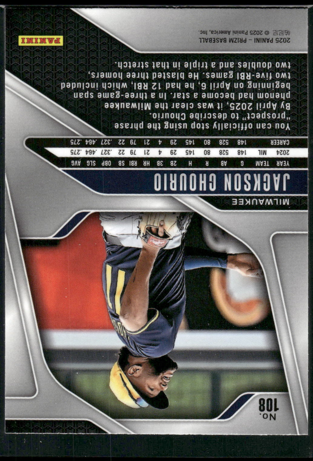 2025 Panini Prizm #108 Jackson Chourio