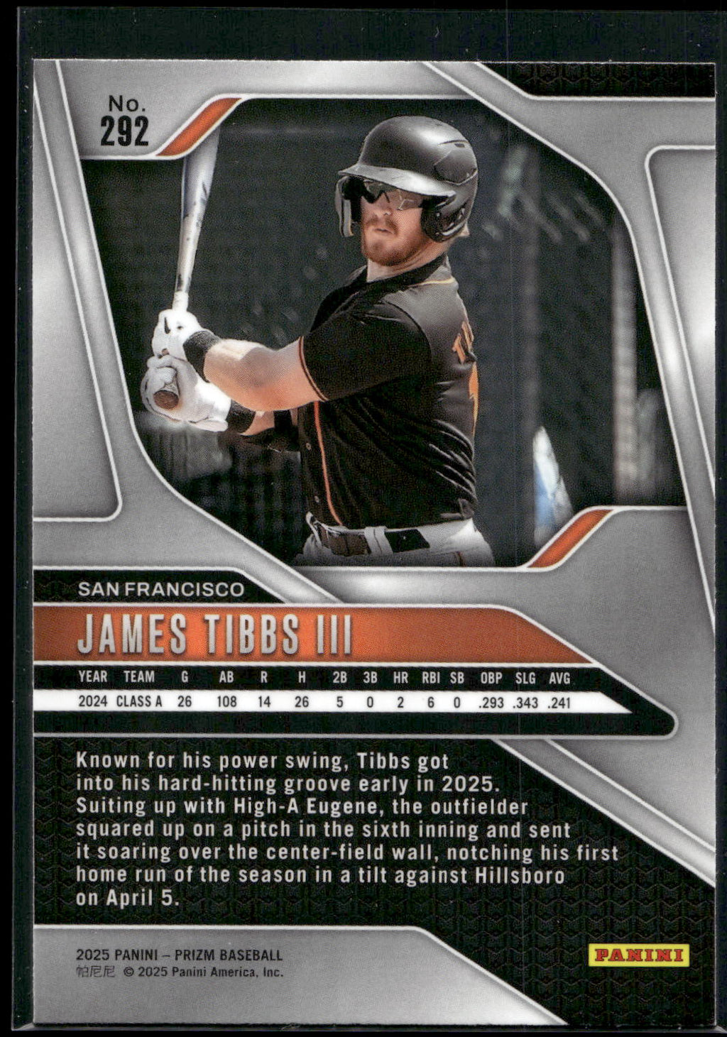 2025 Panini Prizm #292 James Tibbs III