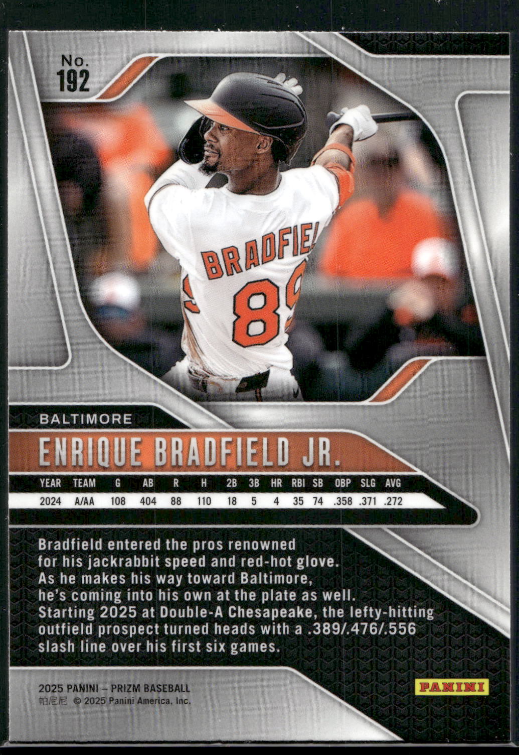 2025 Panini Prizm #192 Enrique Bradfield Jr.