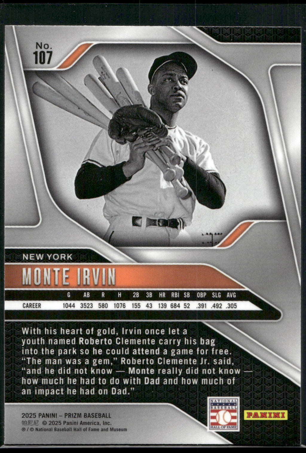 2025 Panini Prizm #107 Monte Irvin