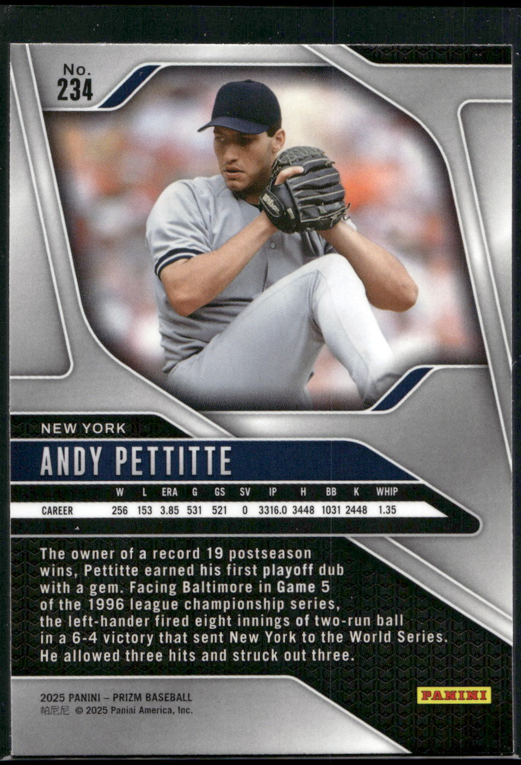 2025 Panini Prizm #234 Andy Pettitte