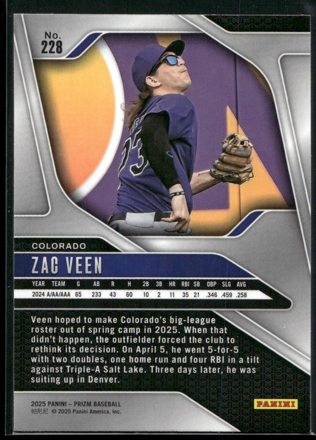 2025 Panini Prizm #228 Zac Veen