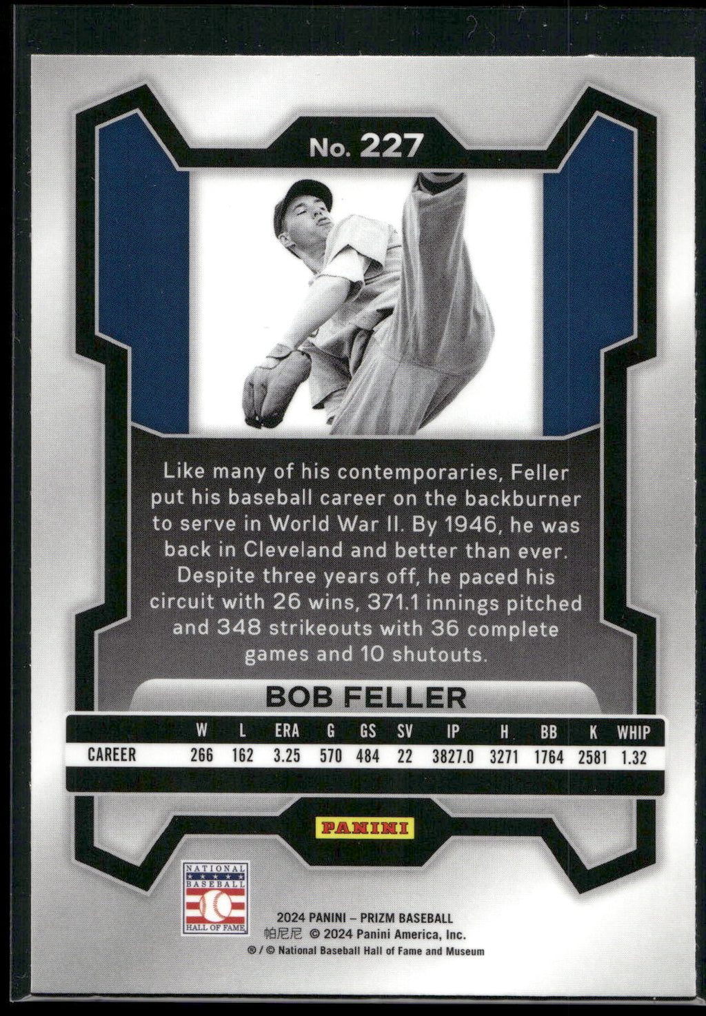 2024 Panini Prizm #227 Bob Feller