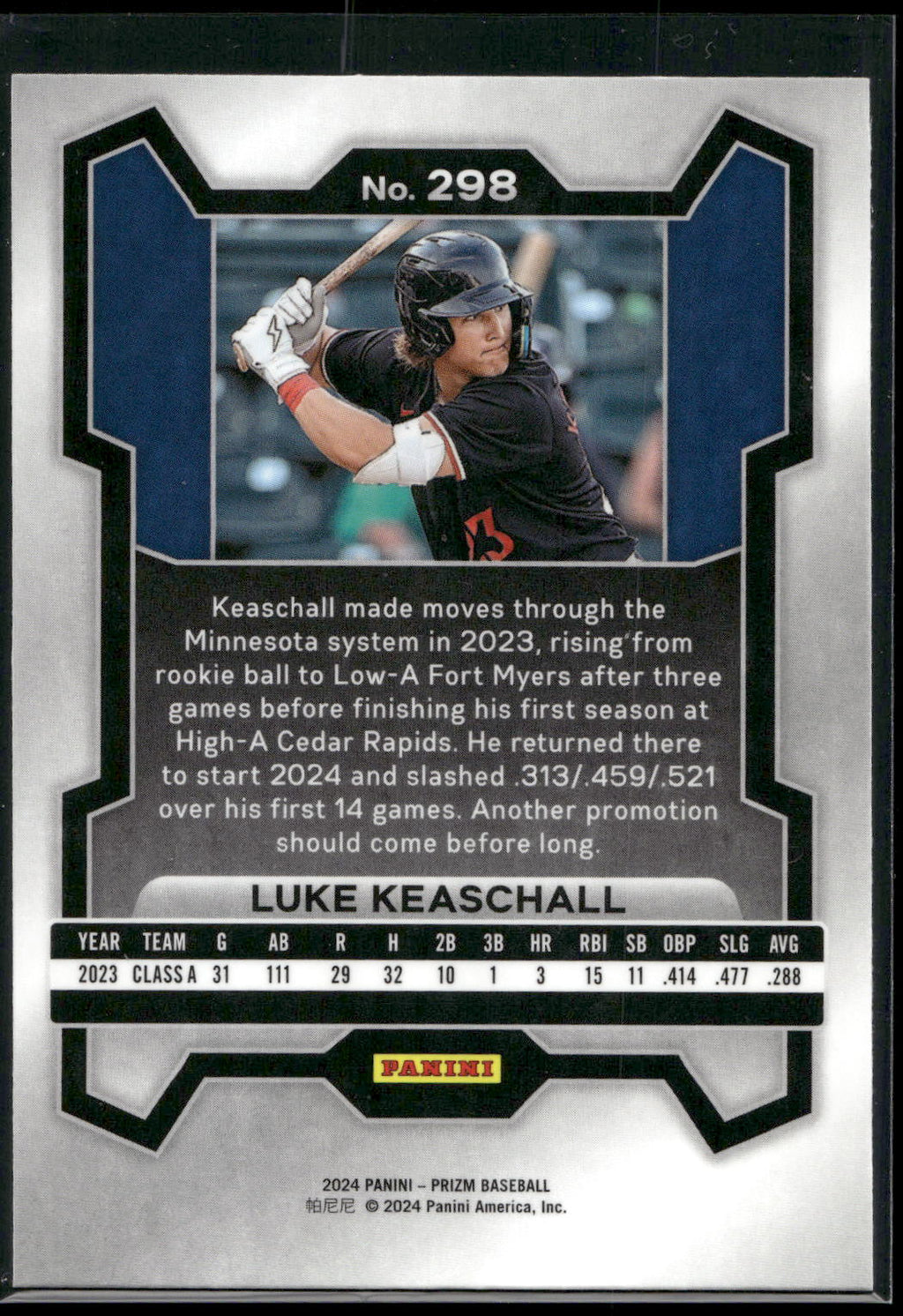 2024 Panini Prizm #298 Luke Keaschall
