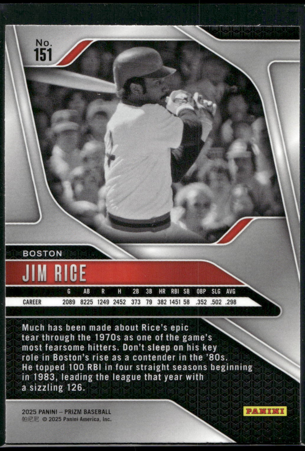 2025 Panini Prizm #151 Jim Rice
