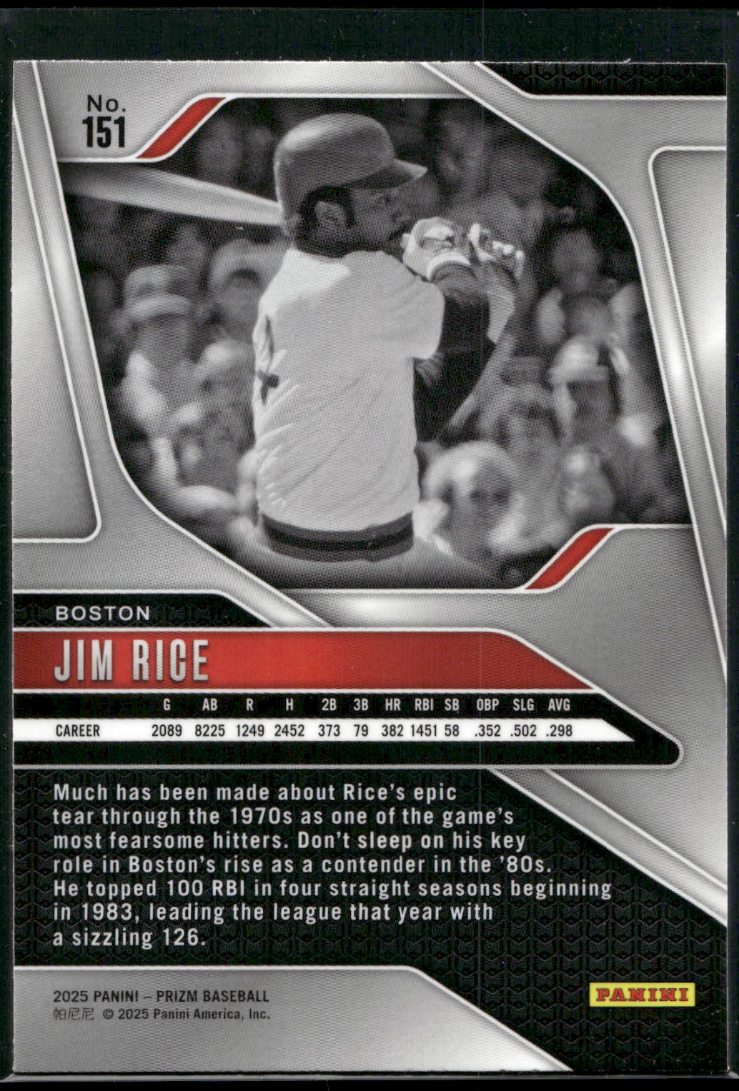 2025 Panini Prizm #151 Jim Rice