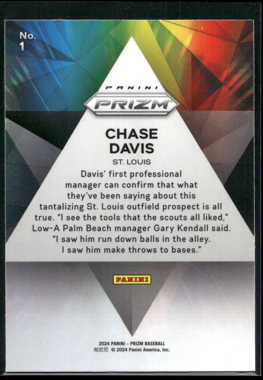 2024 Panini Prizm #1 Chase Davis Prizmatic