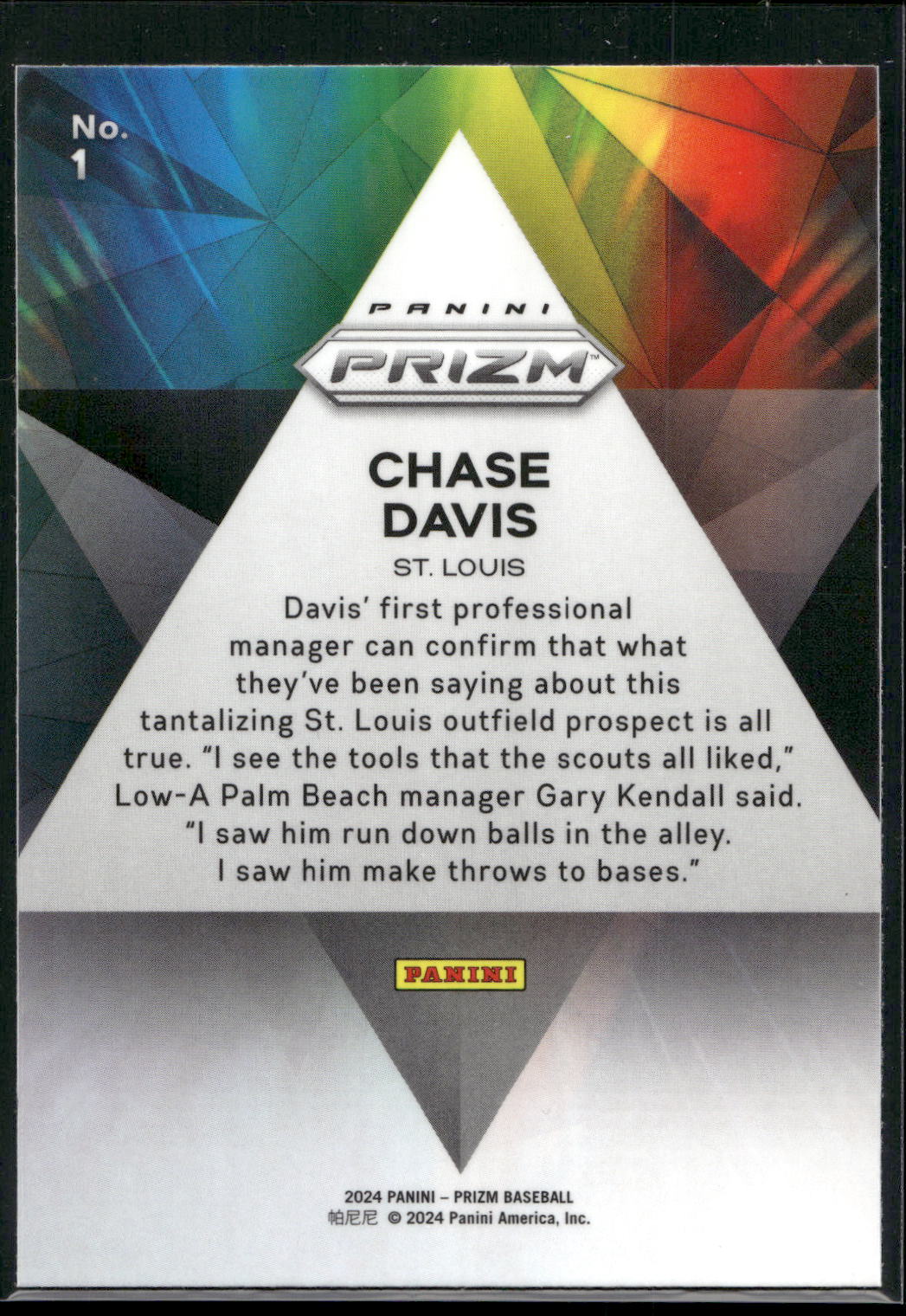 2024 Panini Prizm #1 Chase Davis Prizmatic