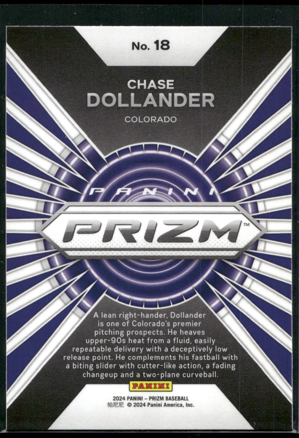 2024 Panini Prizm #18 Chase Dollander Hype