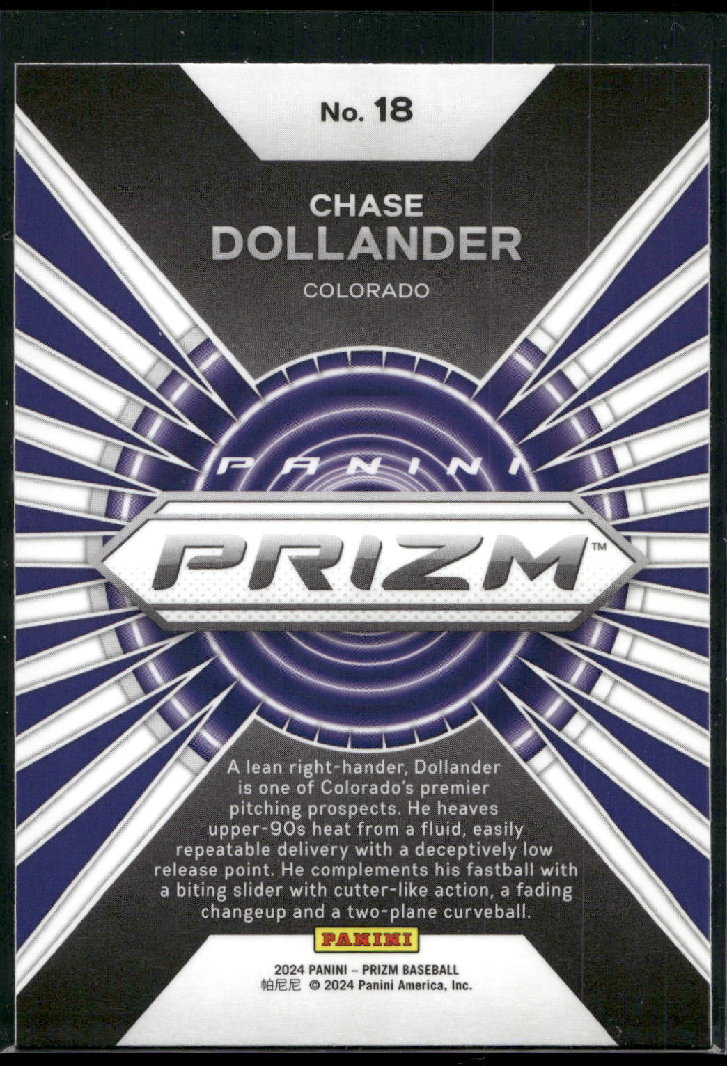 2024 Panini Prizm #18 Chase Dollander Hype
