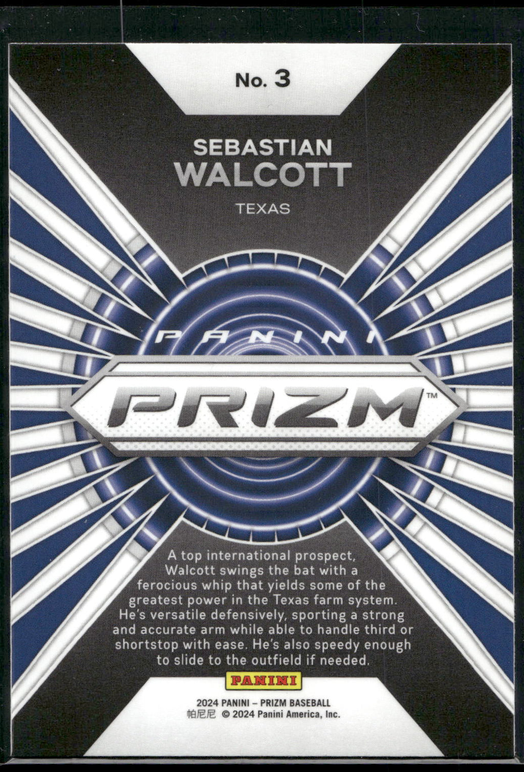 2024 Panini Prizm #3 Sebastian Walcott Hype